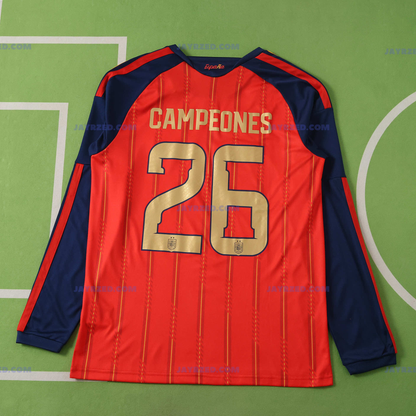 Espagne Domicile Campeones (Champions) Coupe du Monde 2026 Manches Longues